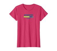 Weekend Loading Progress Bar Funny Office Humor T-Shirt, Women, Red Heather, XS