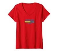 Weekend Loading Progress Bar Funny Office Humor V-Neck T-Shirt, Women, Red, XXL
