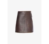 Weekend Max Mara Womens Dark Bown A-line Darted Leather Mini Skirt 12