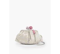 Weekend Max Mara Womens Light Grey Pasticcino Floral-jacquard Silk Clutch Bag