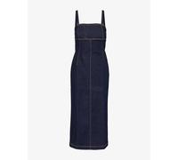 Weekend Max Mara Womens Vy Square-neck Contrast-stitch Stretch-denim Midi Dress 10