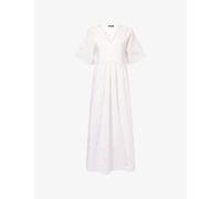 Weekend Max Mara Womens Weekend Max Mara Gathered-Motif Cotton-Poplin Midi Dress White L