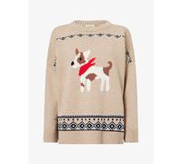 Weekend Max Mara Womens Weekend Max Mara Intarsia Motif Wool Jumper Sand Dog L