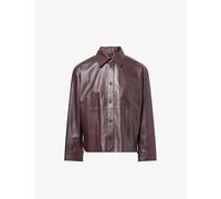 Weekend Max Mara Womens Weekend Max Mara Panelled Leather Shirt Jacket Bordeaux 10