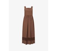 Weekend Max Mara Womens Weekend Max Mara Square-Neck Crochet-Panel Cotton Midi Dress Chocolate 12