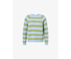 Weekend Max Mara Womens Weekend Max Mara Striped Round-Neck Knitted Jumper Light Blue Pinstripes XS