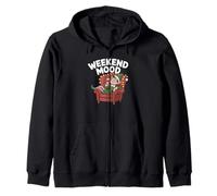 Weekend Mood Funny Christmas Elf Relaxing Fun Mens Womens Zip Hoodie