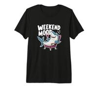Weekend Mood Funny Shark Drink Mens Womens Fun Tee Premium T-Shirt