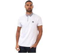 Weekend Offender Mens Nicks Check Collar Polo Shirt in White Cotton - Size 2XL