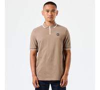 Weekend Offender Mens Shore Zipped Polo Shirt in Brown Cotton - Size Medium