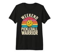 Weekend Pickleball Warrior Retro Sunset Design Premium T-Shirt