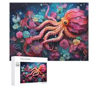 Weekend Puzzle Project - Magical Octopus Garden, Wooden Jigsaw Puzzle for Adults, 500 PCS - to Assemble, Frame And Display