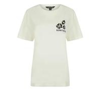 Weekend Vibes Women's 'Coleman' Graphic Motif Cotton Crew Neck T-Shirt with Back-Print Cream