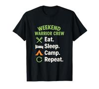 Weekend Warrior Crew Camping Graphic Eat Sleep Camp Repeat T-Shirt