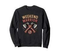 Weekend Warrior Crossed Axes Outdoor Adventure Retro Sweatshirt