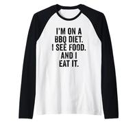 Weekend Warrior I'm on a BBQ Diet I See Food and I Eat It Raglan Baseball Tee