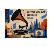 Weekend with Jazz in Chicago Short Pile Rug 150 x 100 cm, Soft Non Slip | Bedside rug for everyday indoor use, soft underfoot feel; for lounge and reading spaces
