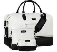 Weekender Bag for Women, Travel Duffel Bag Carry On Overnight Bag with Shoe Compartment Large Nylon Travel Weekend Tote Bag, 6-Off White, L