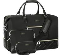 Weekender Bag for Women, Travel Duffel Bag Carry On Overnight Bag with Shoe Compartment Large Nylon Travel Weekend Tote Bag, 6-Black, L, Travel Carry on Weekender Bag with Shoe Pouch