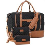 Weekender Bags for Women: Large Overnight Bags Travel Duffel Bag Carry On Shoulder Weekend Tote with Shoe Compartment and Wet Pocket for Girls Airplane Traveling & Gym,Black
