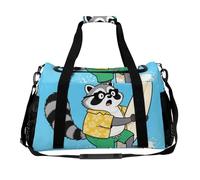 Weekender Bags for Women Men - 37L Canvas Travel Duffel Bag with Adjustable Shoulder Strap, Durable Large Capacity Gym Bags Funny Raccoon Overnight Bag for Gym, Travel, Sports