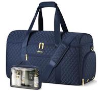 Weekender Bags for Women, Wide Open Large Travel Duffle Bag with Shoe Compartment, Carry on Bag, 8-Blue, L, Classic