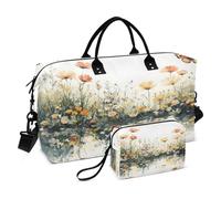 Weekender Bags Travel Duffel Gym Bag Beautiful Butterflies Flowers Carry on Overnight Tote Bag with Toiletry Bag for Airplane Travel Trip Gym Yoga
