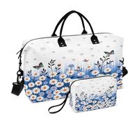 Weekender Bags Travel Duffel Gym Bag Daisy Butterfly Carry on Overnight Tote Bag with Toiletry Bag for Airplane Travel Trip Gym Yoga