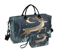 Weekender Bags Travel Duffel Gym Bag Deer Leaf Star Carry on Overnight Tote Bag with Toiletry Bag for Airplane Travel Trip Gym Yoga