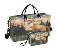 Weekender Bags Travel Duffel Gym Bag Mystic Fox Carry on Overnight Tote Bag with Toiletry Bag for Airplane Travel Trip Gym Yoga