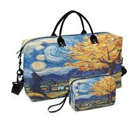 Weekender Bags Travel Duffel Gym Bag Yellow Tree Van Gogh Style Carry on Overnight Tote Bag with Toiletry Bag for Airplane Travel Trip Gym Yoga