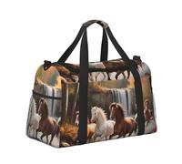 Weekender Travel Duffel Bags Lightweight Carry-On Holdall Ideal Gym, Holiday, or Overnight Bag, Horses Running Across A River