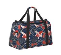 Weekender Travel Duffel Bags Lightweight Carry-On Holdall Ideal Gym, Holiday, or Overnight Bag, Japanese Carp Fish and Waves