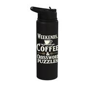 Weekends Coffee Crossword Puzzles Vibe Stainless Steel Insulated Water Bottle