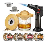 Weekerkit Whiskey Smoker Kit with Torch Lighter, 2pcs Mesh Filter Bowls + 4 Flavor Wood Chips, Old Fashioned Cocktails Smoker Infuser Kit, Bourbon Drink Smoked Set, Men's Whisky Gift (No Gas)