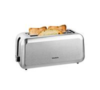 WeeKett Long Slot 4 Slice Toaster, 1250-1450 Watt - Silver Stainless Steel Bread Toaster with Extra Wide Slots for Artisan Bread, Crumpets & Bagels - Adjustable Browning, Defrost & Reheat Functions
