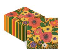 Weekgrat 100 Count Cuban Themed Party Napkins Decorative Cocktail Napkins Disposable 3 Ply Paper Hand Towels, 5" x 5"