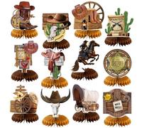 Weekgrat 12 Pcs Western Cowboy Honeycomb Centerpieces for Tables 3D Wild West Party Decorations for Cowboy Party Birthday Baby Shower Decorations Supplies