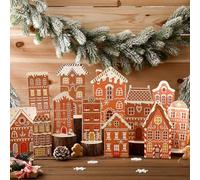 Weekgrat 12 Pieces Christmas Gingerbread House Table Decorations Village Set Farmhouse Table Centerpiece Christmas Gingerbread House Colorful Decorations for Home Centerpiece Xmas Party Holiday