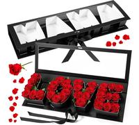 Weekgrat 2 Pack Black LOVE MAMA Letter Gift Boxes Mother's Day Empty Cardboard Fillable Boxes for Valentine Birthday Flower Chocolate Strawberries Floral Packaging Roses Arrangements