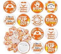 Weekgrat 200 Pcs Anti Bullying Badges Pins Bulk - Against Bullying Pins Buttons Bully Prevention Awareness Items for School Community Activities Charity Event Fundraising (Orange,Novel)