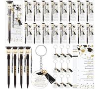 Weekgrat 30 Sets Graduation Gift Bulk Class of 2026 Gifts Graduation Smile Pens with Tassel Blessing Keychains Positive Bookmarks Party Favors for Teacher Students School Supplies(Black)