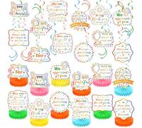 Weekgrat 36 Pcs Housekeeping Week Appreciation Party Decor We Appreciate You Surgical Tech Table Honeycomb Centerpieces Thank You Hanging Swirls Banner for Pastor Teacher Staff Employee(Colorful)