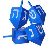 Weekgrat 4 Pack Hanukkah Dreidel Set Hanukkah Table Decorations 12inch Blue Hanukkah Centerpieces Box Decorations Inoor for Hanukkah Party Decorations Art Decor