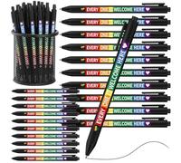 Weekgrat 48 Pcs Pride Ballpoint Pen Pride Month LGBTQ Rainbow Party Favors Black Ink Retractable Ballpoint Pens for Gay Lesbian Pride Gifts Gay Pride Party Supplies Favors Accessories in Bulk