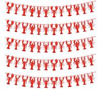 Weekgrat 5 Pcs Crawfish Pennant Paper Banner Lobster Birthday Party Supplies Seafood Themed Paper Banner Mardi Gras Hanging Banner Decorations for Crawfish Party Supplies