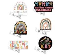 Weekgrat 6 Pcs Registered Behavior Technician Retractable Badge Reel ID Card Clip Set Appreciation Gifts for RBT BCBA Behavior Analyst ABA Therapists Special Education Teacher