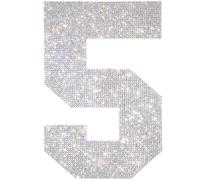 Weekgrat 8 Inch 2 Pcs Large Rhinestone Number Patches Self Adhesive Bling Numbers Stickers Glitter Number Patches Decals Crystal Numbers for DIY Jersey Clothing Jackets Bags Costume Decoration(5)