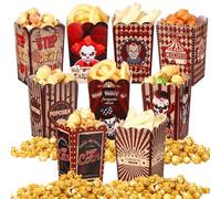 Weekgrat 90 Pcs 9 Styles Halloween Popcorn Boxes Cardboard Popcorn Bags Snack Boxes Spooky Treat Bags for Candy Biscuits Halloween Party Favors (Horror Circus)