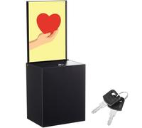 Weekgrat Metal Donation Box for Fundraising, Safe Ballot Suggestion Box with Slot, Lock and Sign Holder Tip Jar Voting Collection Raffle Mailbox for Voting Collection(Basic,Black)